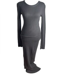 Skims Black Long Sleeve Scoop Neck Ribbed Maxi Dress Womens Size Medium